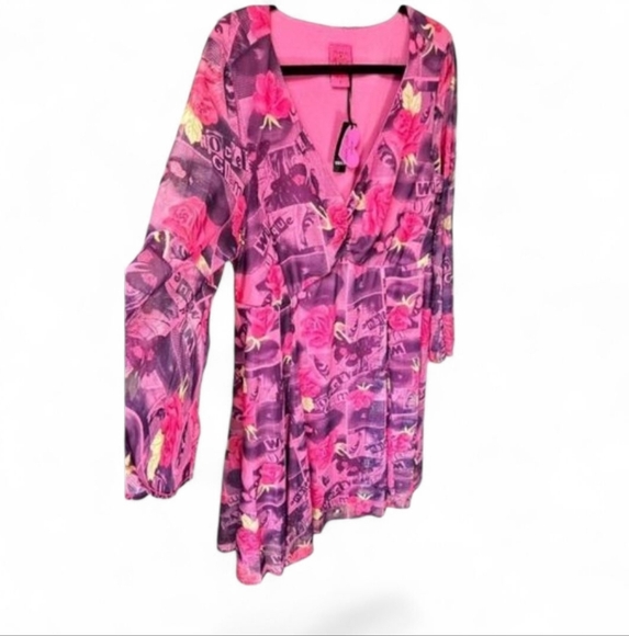 TORRID Betsey Johnson Floral Silky Soft Mini Bell Sleeve Sheerdress Plus Size 1X - Picture 13 of 17